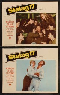 3j581 STALAG 17 7 LCs '53 William Holden, Robert Strauss, Billy Wilder WWII POW classic!
