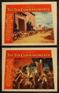 3j582 TEN COMMANDMENTS 7 LCs '56 Cecil B. DeMille classic starring Charlton Heston & Yul Brynner!