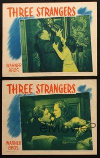 3j689 THREE STRANGERS 5 LCs '46 Sydney Greenstreet, Peter Lorre, sexy Geraldine Fitzgerald!