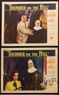 3j690 THUNDER ON THE HILL 5 LCs '51 Claudette Colbert, 6 desperate people hiding one guilty secret!