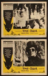 3j469 TOMB OF LIGEIA 8 LCs '65 Vincent Price, Roger Corman, Edgar Allan Poe, cool cat border art!
