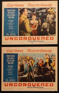 3j639 UNCONQUERED 6 LCs R55 art of Gary Cooper holding Paulette Goddard & two guns!