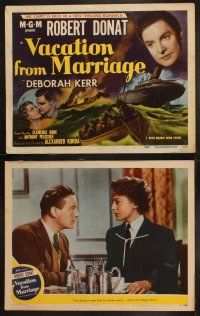 3j482 VACATION FROM MARRIAGE 8 LCs '45 cool images of Robert Donat & Deborah Kerr in WWII!