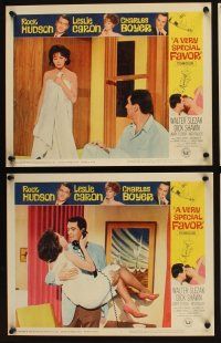 3j486 VERY SPECIAL FAVOR 8 LCs '65 great images of Charles Boyer, Rock Hudson, sexy Leslie Caron!