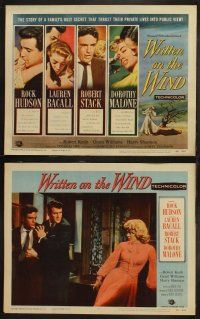 3j507 WRITTEN ON THE WIND 8 LCs '56 sexy Lauren Bacall, Rock Hudson & Robert Stack, Dorothy Malone!