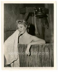 3k165 CONGO CROSSING 8x10 still '56 romantic close up of sexy Virginia Mayo naked in shower!