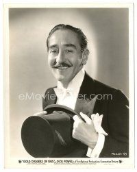 3k340 GOLD DIGGERS OF 1935 8x10 still '35 Adolphe Menjou in tuxedo with top hat to his chest!