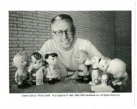 3k377 HERE'S TO YOU, CHARLIE BROWN: 50 GREAT YEARS TV 8x10 still '00 Schulz with Peanuts figures!