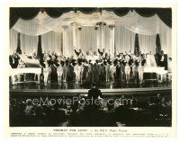 3k391 HOORAY FOR LOVE 7.75x10 still '35 Ann Sothern singing on stage with chorus line & orchestra!