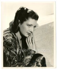 3k493 KAY FRANCIS 8.25x10 still '40s super close up of the pretty star in cool striped blouse!