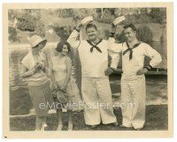 3k602 MEN O'WAR 8x10 still '29 sailors Laurel and Hardy doff their caps at pretty ladies!
