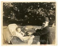 3k697 PERFECT VILLAIN 8x10 still '21 wacky Chester Conklin with tiny safe & pointing gun at baby!
