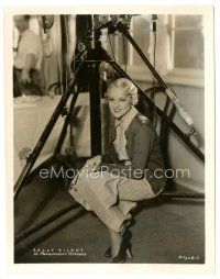 3k782 SALLY EILERS 8x10.25 still '34 pretty actress sitting on tri-pod on set of She Made Her Bed!
