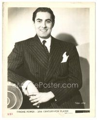 3k935 TYRONE POWER 8x10 still '30s wonderful smiling portrait of the leading man in pinstripe suit