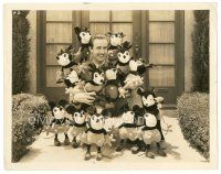 3k958 WALT DISNEY 8x10.25 still '30s wonderful c/u surrounded by 14 stuffed Mickey Mouse dolls!