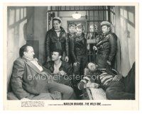 3k982 WILD ONE 8x10.25 still R60 Marlon Brando & bikers visit Sanders in jail as Lee Marvin sleeps!