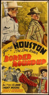 3m211 BORDER ROUNDUP 3sh '42 George Houston as The Lone Rider with sidekick Fuzzy St. John!
