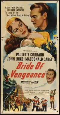 3m212 BRIDE OF VENGEANCE 3sh '49 sexy Paulette Goddard, John Lund, Macdonald Carey!