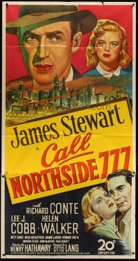 3m224 CALL NORTHSIDE 777 3sh '48 great stone litho of James Stewart, plus Conte & Walker!