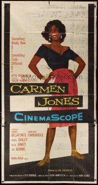 3m230 CARMEN JONES 3sh '54 great full-length artwork of sexy Dorothy Dandridge!