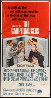 3m231 CARPETBAGGERS 3sh '64 great image of Carroll Baker biting George Peppard's hand!