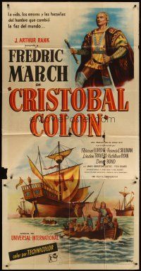 3m237 CHRISTOPHER COLUMBUS Spanish/U.S. 3sh '49 art of Fredric March as Cristobal Colon & ships at sea!