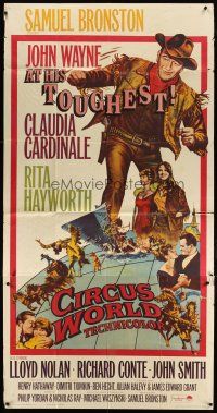 3m240 CIRCUS WORLD 3sh '65 Claudia Cardinale, John Wayne is wild across the world!