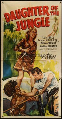 3m257 DAUGHTER OF THE JUNGLE 3sh '49 art of Lois Hall in Africa + native with spear!