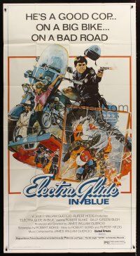 3m278 ELECTRA GLIDE IN BLUE 3sh '73 cool Blossom art of motorcycle cop Robert Blake!