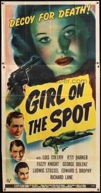 3m311 GIRL ON THE SPOT 3sh '45 film noir musical, decoy for death, cool art of Lois Collier & gun!