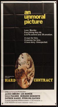 3m332 HARD CONTRACT int'l 3sh '69 sexy close-up romantic image of James Coburn & Lee Remick!
