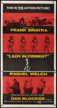 3m388 LADY IN CEMENT 3sh '68 great images of detective Frank Sinatra & sexy Raquel Welch!