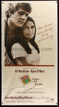 3m415 LOVE STORY int'l 3sh '70 romantic close up of Ali MacGraw & Ryan O'Neal, classic tagline!