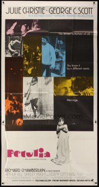 3m471 PETULIA style B 3sh '68 different montage of pretty Julie Christie & George C. Scott!
