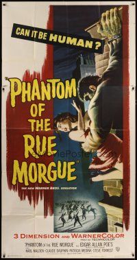 3m472 PHANTOM OF THE RUE MORGUE 3sh '54 3-D, different art of monstrous man attacking sexy girl!