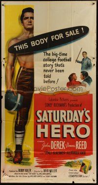 3m504 SATURDAY'S HERO 3sh '51 barechested football player John Derek and his body is for sale!