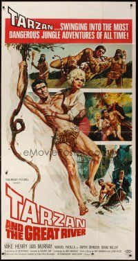 3m552 TARZAN & THE GREAT RIVER 3sh '67 art of Mike Henry in the title role w/sexy Diana Millay!