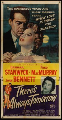 3m557 THERE'S ALWAYS TOMORROW 3sh '56 Fred MacMurray torn between Barbara Stanwyck & Joan Bennett!