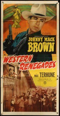 3m589 WESTERN RENEGADES 3sh '49 great images of cowboy Johnny Mack Brown with gun & on horse!
