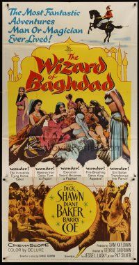 3m604 WIZARD OF BAGHDAD 3sh '60 great image of Dick Shawn in sexy Arabian harem!