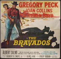 3m019 BRAVADOS 6sh '58 full-length art of cowboy Gregory Peck with gun & sexy Joan Collins!