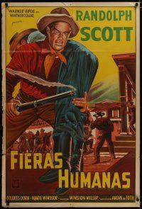3m632 BOUNTY HUNTER Argentinean '54 cool full-length art of cowboy Randolph Scott!