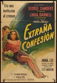 3m692 SUMMER STORM Argentinean '44 stone litho of super sexy Linda Darnell & George Sanders!
