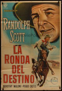 3m693 TALL MAN RIDING Argentinean '55 cool artwork of tough cowboy Randolph Scott!