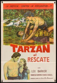 3m694 TARZAN & THE SLAVE GIRL Argentinean R1960 different art of Lex Barker pinning man to ground!