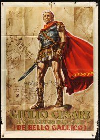 3m856 CAESAR THE CONQUEROR Italian 1p '62 best art of Cameron Mitchell as Julius Caesar by Casaro!