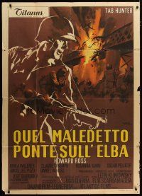 3m921 LEGION OF NO RETURN Italian 1p '69 Nistri art of WWII soldier Tab Hunter & exploding bridge!