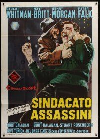 3m936 MURDER INC. Italian 1p '60 different art of Falk as gangster Abe Reles by Enzo Nistri!