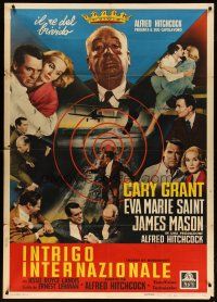 3m940 NORTH BY NORTHWEST Italian 1p R63 different montage of Cary Grant, Saint & Hitchcock too!