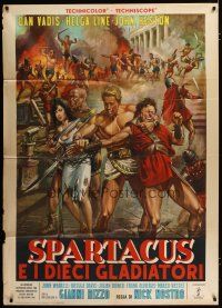 3m971 SPARTACUS & THE TEN GLADIATORS Italian 1p '64 great sword & sandal art by Antonio Mos!